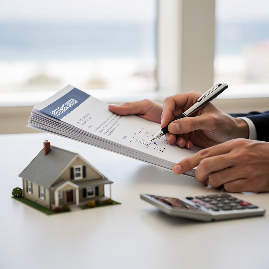 Veterans United Home Loans of San Diego expert mortgage specialist reviewing VA loan documents with a veteran client